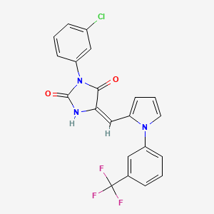 (5E)-3-(3-chlorophenyl)-5-({1-[3-(trifluoromethyl)phenyl]-1H-pyrrol-2-yl}methylidene)imidazolidine-2,4-dione