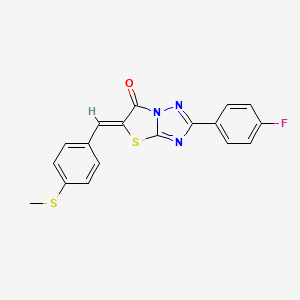 molecular formula C18H12FN3OS2 B11595925 (5Z)-2-(4-fluorophenyl)-5-[4-(methylsulfanyl)benzylidene][1,3]thiazolo[3,2-b][1,2,4]triazol-6(5H)-one 