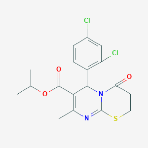 molecular formula C18H18Cl2N2O3S B11595965 propan-2-yl 6-(2,4-dichlorophenyl)-8-methyl-4-oxo-3,4-dihydro-2H,6H-pyrimido[2,1-b][1,3]thiazine-7-carboxylate 