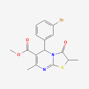 molecular formula C16H15BrN2O3S B11595989 methyl 5-(3-bromophenyl)-2,7-dimethyl-3-oxo-2,3-dihydro-5H-[1,3]thiazolo[3,2-a]pyrimidine-6-carboxylate 