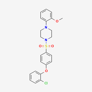 molecular formula C23H23ClN2O4S B11596036 1-{[4-(2-Chlorophenoxy)phenyl]sulfonyl}-4-(2-methoxyphenyl)piperazine 