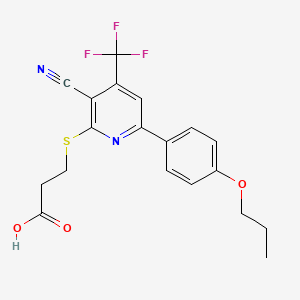 3-{[3-Cyano-6-(4-propoxyphenyl)-4-(trifluoromethyl)pyridin-2-yl]sulfanyl}propanoic acid