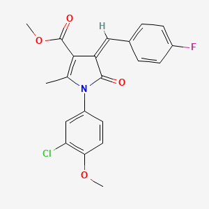 molecular formula C21H17ClFNO4 B11596070 methyl (4Z)-1-(3-chloro-4-methoxyphenyl)-4-(4-fluorobenzylidene)-2-methyl-5-oxo-4,5-dihydro-1H-pyrrole-3-carboxylate 