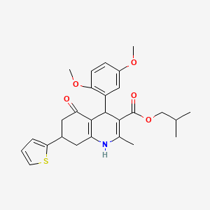 2-Methylpropyl 4-(2,5-dimethoxyphenyl)-2-methyl-5-oxo-7-(thiophen-2-yl)-1,4,5,6,7,8-hexahydroquinoline-3-carboxylate