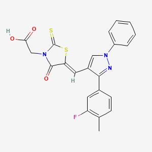 molecular formula C22H16FN3O3S2 B11596097 ((5Z)-5-{[3-(3-fluoro-4-methylphenyl)-1-phenyl-1H-pyrazol-4-yl]methylene}-4-oxo-2-thioxo-1,3-thiazolidin-3-yl)acetic acid CAS No. 623936-14-1