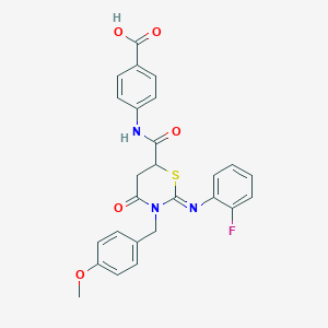 4-({[(2Z)-2-[(2-fluorophenyl)imino]-3-(4-methoxybenzyl)-4-oxo-1,3-thiazinan-6-yl]carbonyl}amino)benzoic acid