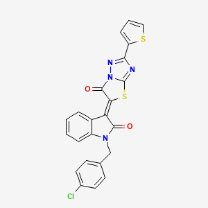 (3Z)-1-(4-chlorobenzyl)-3-[6-oxo-2-(thiophen-2-yl)[1,3]thiazolo[3,2-b][1,2,4]triazol-5(6H)-ylidene]-1,3-dihydro-2H-indol-2-one