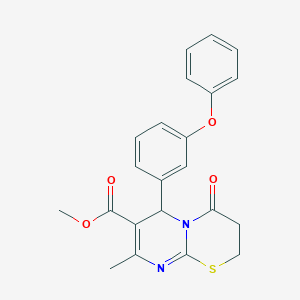 methyl 8-methyl-4-oxo-6-(3-phenoxyphenyl)-3,4-dihydro-2H,6H-pyrimido[2,1-b][1,3]thiazine-7-carboxylate