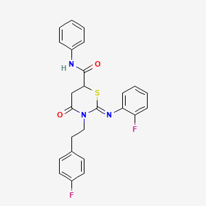 molecular formula C25H21F2N3O2S B11596181 (2Z)-3-[2-(4-fluorophenyl)ethyl]-2-[(2-fluorophenyl)imino]-4-oxo-N-phenyl-1,3-thiazinane-6-carboxamide 