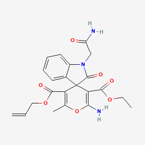 5'-Allyl 3'-ethyl 2'-amino-1-(2-amino-2-oxoethyl)-6'-methyl-2-oxo-1,2-dihydrospiro[indole-3,4'-pyran]-3',5'-dicarboxylate