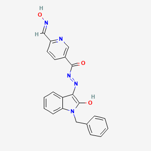 molecular formula C22H17N5O3 B11596272 N'-[(3Z)-1-benzyl-2-oxo-1,2-dihydro-3H-indol-3-ylidene]-6-[(E)-(hydroxyimino)methyl]pyridine-3-carbohydrazide 