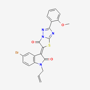 (3Z)-5-bromo-3-[2-(2-methoxyphenyl)-6-oxo[1,3]thiazolo[3,2-b][1,2,4]triazol-5(6H)-ylidene]-1-(prop-2-en-1-yl)-1,3-dihydro-2H-indol-2-one