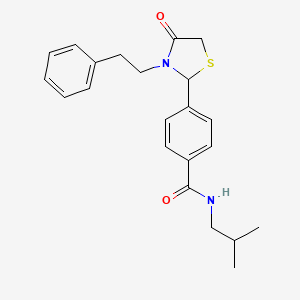 N-(2-methylpropyl)-4-[4-oxo-3-(2-phenylethyl)-1,3-thiazolidin-2-yl]benzamide