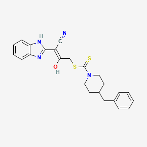 3-cyano-3-(1,3-dihydro-2H-benzimidazol-2-ylidene)-2-oxopropyl 4-benzylpiperidine-1-carbodithioate