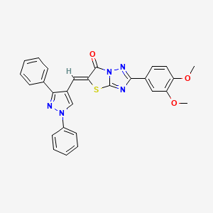 (5Z)-2-(3,4-dimethoxyphenyl)-5-[(1,3-diphenyl-1H-pyrazol-4-yl)methylidene][1,3]thiazolo[3,2-b][1,2,4]triazol-6(5H)-one