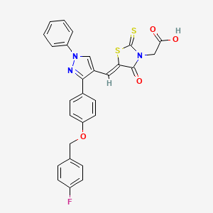 {(5Z)-5-[(3-{4-[(4-fluorobenzyl)oxy]phenyl}-1-phenyl-1H-pyrazol-4-yl)methylene]-4-oxo-2-thioxo-1,3-thiazolidin-3-yl}acetic acid