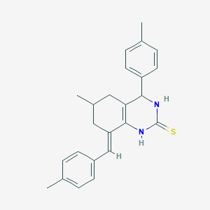 molecular formula C24H26N2S B11596350 (8E)-6-methyl-8-(4-methylbenzylidene)-4-(4-methylphenyl)-3,4,5,6,7,8-hexahydroquinazoline-2(1H)-thione 