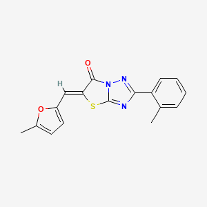 molecular formula C17H13N3O2S B11596398 (5Z)-5-[(5-methyl-2-furyl)methylene]-2-(2-methylphenyl)[1,3]thiazolo[3,2-b][1,2,4]triazol-6(5H)-one 