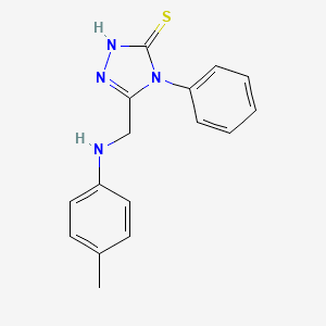 molecular formula C16H16N4S B11596404 5-{[(4-methylphenyl)amino]methyl}-4-phenyl-2,4-dihydro-3H-1,2,4-triazole-3-thione 