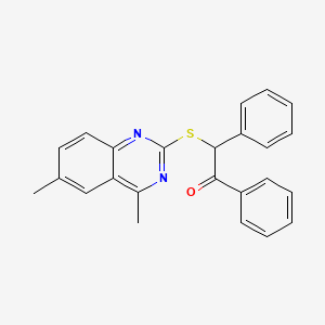 molecular formula C24H20N2OS B11596434 2-[(4,6-Dimethylquinazolin-2-yl)sulfanyl]-1,2-diphenylethanone 