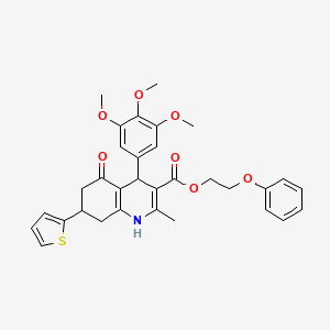 2-Phenoxyethyl 2-methyl-5-oxo-7-(thiophen-2-yl)-4-(3,4,5-trimethoxyphenyl)-1,4,5,6,7,8-hexahydroquinoline-3-carboxylate