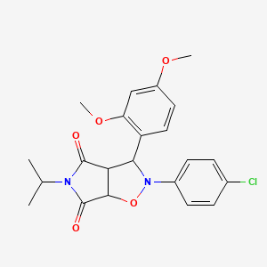 molecular formula C22H23ClN2O5 B11596488 2-(4-chlorophenyl)-3-(2,4-dimethoxyphenyl)-5-(propan-2-yl)dihydro-2H-pyrrolo[3,4-d][1,2]oxazole-4,6(3H,5H)-dione 