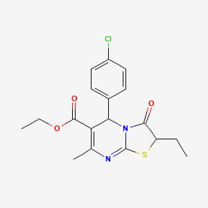 ethyl 5-(4-chlorophenyl)-2-ethyl-7-methyl-3-oxo-2,3-dihydro-5H-[1,3]thiazolo[3,2-a]pyrimidine-6-carboxylate