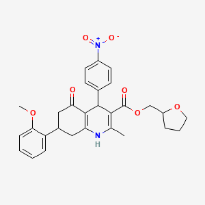 Tetrahydrofuran-2-ylmethyl 7-(2-methoxyphenyl)-2-methyl-4-(4-nitrophenyl)-5-oxo-1,4,5,6,7,8-hexahydroquinoline-3-carboxylate