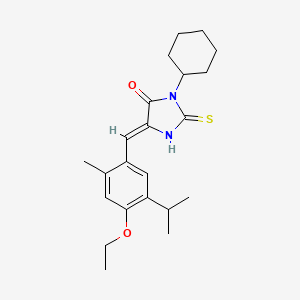 molecular formula C22H30N2O2S B11596509 (5Z)-3-cyclohexyl-5-[4-ethoxy-2-methyl-5-(propan-2-yl)benzylidene]-2-thioxoimidazolidin-4-one 