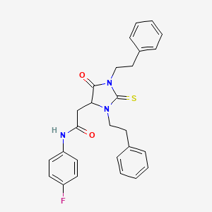 molecular formula C27H26FN3O2S B11596512 N-(4-fluorophenyl)-2-[5-oxo-1,3-bis(2-phenylethyl)-2-thioxoimidazolidin-4-yl]acetamide 