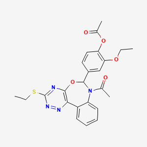 4-[7-Acetyl-3-(ethylsulfanyl)-6,7-dihydro[1,2,4]triazino[5,6-d][3,1]benzoxazepin-6-yl]-2-ethoxyphenyl acetate