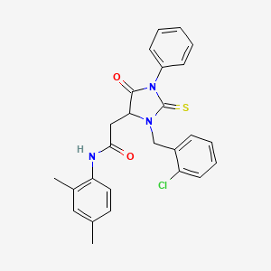 molecular formula C26H24ClN3O2S B11596526 2-[3-(2-chlorobenzyl)-5-oxo-1-phenyl-2-thioxoimidazolidin-4-yl]-N-(2,4-dimethylphenyl)acetamide 