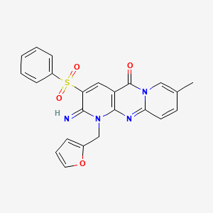 5-(benzenesulfonyl)-7-(furan-2-ylmethyl)-6-imino-13-methyl-1,7,9-triazatricyclo[8.4.0.03,8]tetradeca-3(8),4,9,11,13-pentaen-2-one