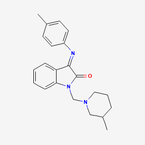 molecular formula C22H25N3O B11596557 Indol-2-one, 1-(3-methylpiperidin-1-ylmethyl)-3-(p-tolylimino)-1,3-dihydro- 