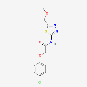 molecular formula C12H12ClN3O3S B11596571 2-(4-chlorophenoxy)-N-[5-(methoxymethyl)-1,3,4-thiadiazol-2-yl]acetamide 