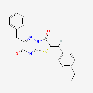 molecular formula C22H19N3O2S B11596623 6-Benzyl-2-(4-isopropylbenzylidene)-2H-thiazolo[3,2-b][1,2,4]triazine-3,7-dione CAS No. 463364-58-1