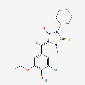 molecular formula C19H23ClN2O3S B11596671 (5Z)-5-[(3-chloro-5-ethoxy-4-hydroxyphenyl)methylidene]-3-cyclohexyl-1-methyl-2-sulfanylideneimidazolidin-4-one 