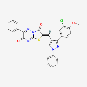 (2Z)-2-{[3-(3-chloro-4-methoxyphenyl)-1-phenyl-1H-pyrazol-4-yl]methylidene}-6-phenyl-7H-[1,3]thiazolo[3,2-b][1,2,4]triazine-3,7(2H)-dione