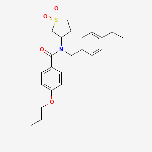 4-butoxy-N-(1,1-dioxidotetrahydrothiophen-3-yl)-N-[4-(propan-2-yl)benzyl]benzamide