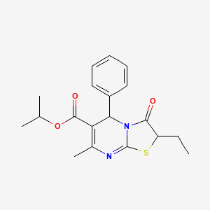 molecular formula C19H22N2O3S B11596731 isopropyl 2-ethyl-7-methyl-3-oxo-5-phenyl-2,3-dihydro-5H-[1,3]thiazolo[3,2-a]pyrimidine-6-carboxylate 