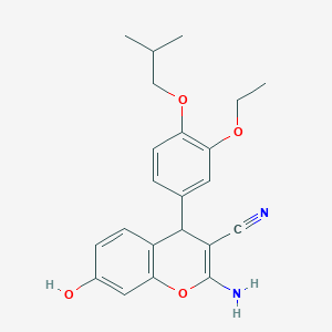 molecular formula C22H24N2O4 B11596747 2-amino-4-[3-ethoxy-4-(2-methylpropoxy)phenyl]-7-hydroxy-4H-chromene-3-carbonitrile 