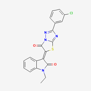 molecular formula C20H13ClN4O2S B11596785 (3Z)-3-[2-(3-chlorophenyl)-6-oxo[1,3]thiazolo[3,2-b][1,2,4]triazol-5(6H)-ylidene]-1-ethyl-1,3-dihydro-2H-indol-2-one 