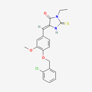 molecular formula C20H19ClN2O3S B11596795 (5Z)-5-{4-[(2-chlorobenzyl)oxy]-3-methoxybenzylidene}-3-ethyl-2-thioxoimidazolidin-4-one 