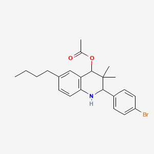 2-(4-Bromophenyl)-6-butyl-3,3-dimethyl-1,2,3,4-tetrahydroquinolin-4-yl acetate