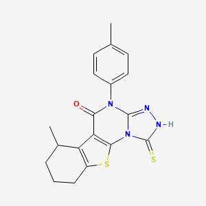 6-Methyl-4-(4-methylphenyl)-1-sulfanyl-6,7,8,9-tetrahydro[1]benzothieno[3,2-E][1,2,4]triazolo[4,3-A]pyrimidin-5(4H)-one