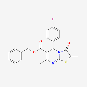 molecular formula C22H19FN2O3S B11596893 benzyl 5-(4-fluorophenyl)-2,7-dimethyl-3-oxo-2,3-dihydro-5H-[1,3]thiazolo[3,2-a]pyrimidine-6-carboxylate 