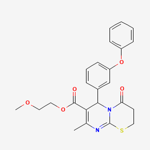 2-methoxyethyl 8-methyl-4-oxo-6-(3-phenoxyphenyl)-3,4-dihydro-2H,6H-pyrimido[2,1-b][1,3]thiazine-7-carboxylate