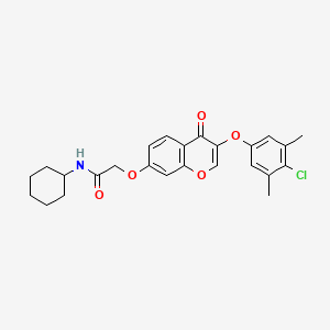 molecular formula C25H26ClNO5 B11596957 2-((3-(4-chloro-3,5-dimethylphenoxy)-4-oxo-4H-chromen-7-yl)oxy)-N-cyclohexylacetamide 