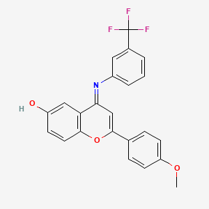 (4E)-2-(4-methoxyphenyl)-4-{[3-(trifluoromethyl)phenyl]imino}-4H-chromen-6-ol