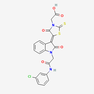 2-{5-[(3Z)-1-{[(3-chlorophenyl)carbamoyl]methyl}-2-oxo-2,3-dihydro-1H-indol-3-ylidene]-4-oxo-2-sulfanylidene-1,3-thiazolidin-3-yl}acetic acid